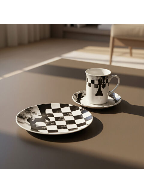GÜRAL PORSELEN Camelia 3 Parça Çay Takımı Satranç Fil - S000274983-37646