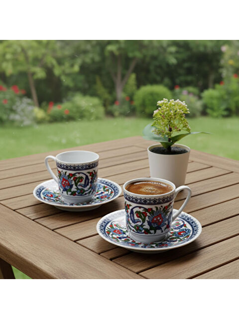 GÜRAL PORSELEN Gözde Double 4 Parça 2 Kişilik Kahve Fincan Takımı 60932 - S000483505-37646