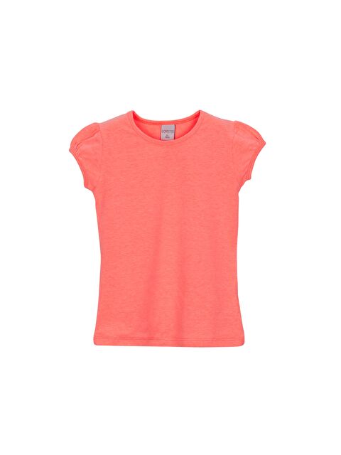 Lovetti Fosfor Turuncu Kız Çocuk Kısa Kollu Basıc Tişört - S000053701-20009