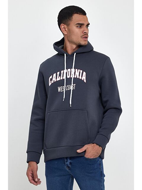 Süperlife Kapüşonlu Regular Fit İçi Polarlı 3 İplik California West Baskılı Erkek Hoodie spr24sw08 - S000071928-17308
