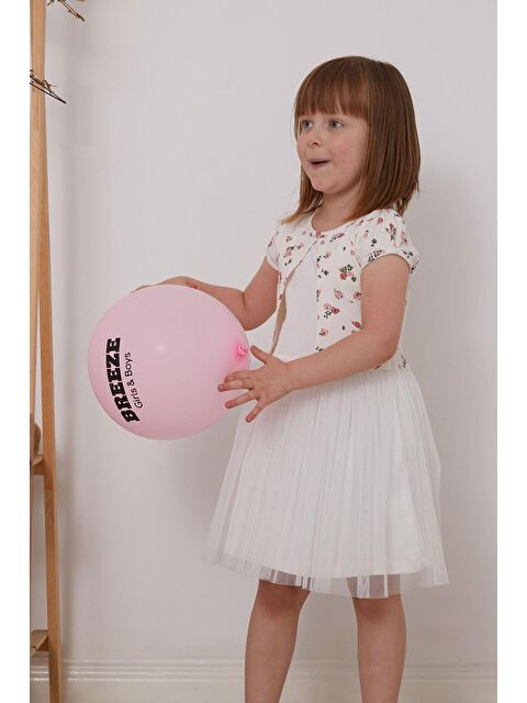 Breeze Kız Çocuk Elbise Çiçek Desenli Armalı Ekru (3-8 Yaş) - S000215144-19965