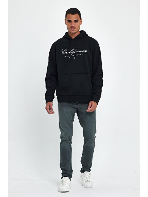 Süperlife Kapüşonlu Regular Fit İçi Polarlı 3 İplik Kanguru Cepli California Baskılı Erkek Hoodie spr24sw03 - S000071941-19351
