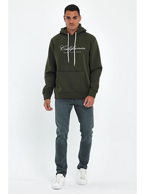 Süperlife Kapüşonlu Regular Fit İçi Polarlı 3 İplik Kanguru Cepli California Baskılı Erkek Hoodie spr24sw03 - S000071941-18547