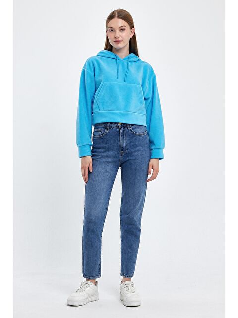 Süperlife Kadın Rahat Kalıp Softech Polar Kapüşonlu Kanguru Cepli Sweatshırt spr24pwk98 - S000080545-20055