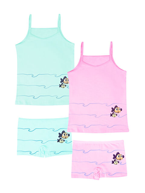 Domikids Kız Çocuk Pamuklu Atlet Boxer Takım 2'li Paket - S000197238-20054