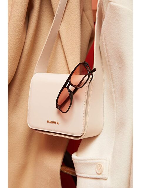 Manuka Geniş Cepli Kare Deri Çanta Bej - S000059790-19928