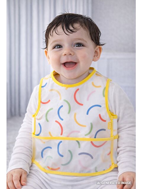 Babyjem Leke Tutmaz Giymeli Sarı Gülen Yüz Önlük - S000427883-23173