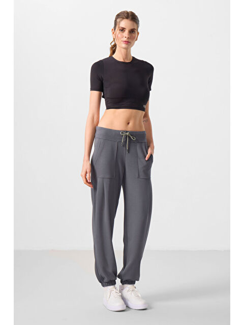 Tommylife Koyu Gri Yumuşak Dokulu Cep Detaylı Rahat Form Kadın Pantolon - 94672 - S000364951-29351