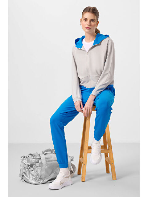 Tommylife Taş Saks Kapüşonlu Fermuarlı Oversize Kadın Eşofman Takım   95328 - S000364952-25636