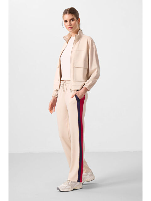 Tommylife Bej Yumuşak Dokulu Yan Panel Detaylı Geniş Paça Kadın Palazzo Pantolon - 94671 - S000364966-19928