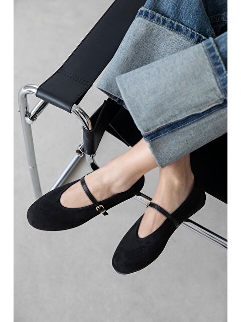 Straswans Ava Kadın Süet Babet Siyah