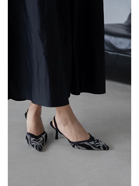 Straswans Marsha Kadın Taş Detay Topuklu Ayakkabı Siyah