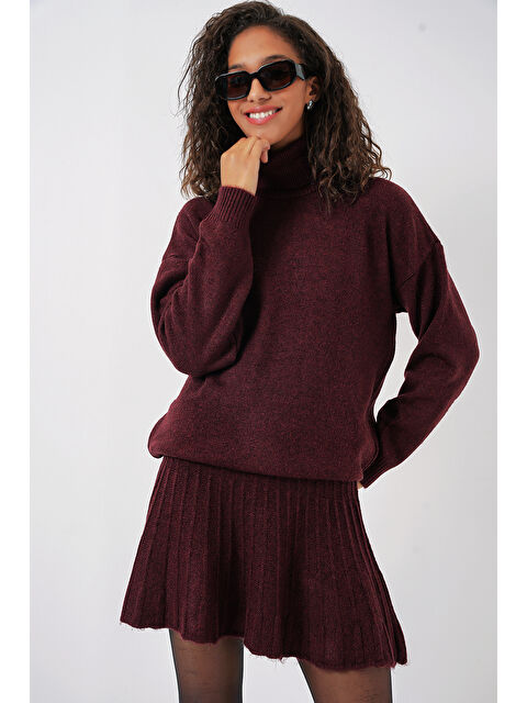 Bigdart 15891 Kazak Etek Triko İkili Takım - Bordo - S000255122-19951