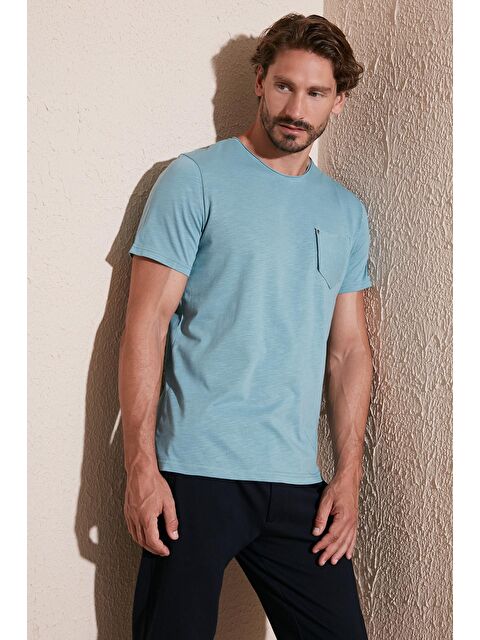 Buratti % 100 Pamuklu Slim Fit Bisiklet Yaka Cepli Tişört 5902000 - S000001812-21983