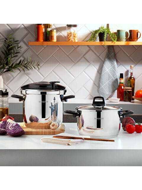 SCHAFER Cooky Düdüklü Tencere Seti 4+6,5 L-Siyah/Gri - S000123512-215