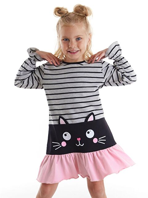 Denokids Siyah Kedi Kız Çocuk Elbise - S000009580-23173