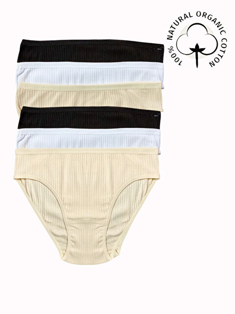 Formo 6'lı Kadın Siyah Beyaz Ten %100 Pamuklu Yüksek Kalite Esnek Bikini Külot - S000291560-37424