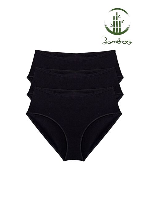 Formo 3'lü Kadın Siyah Bambu Yüksek Bel Esnek Yumuşak Yüksek Kalite Bato Külot - S000285849-19351