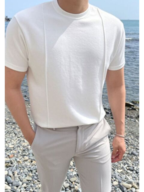 Tarz Cool Erkek  Şeritli Triko Tişört - S000147072-20063