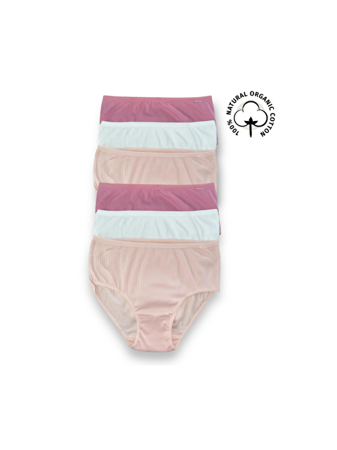 Formo 6'lı Kadın %100 Pamuk Yüksek Bel Fitilli Kaşkorse Yüksek Kalite Esnek Bato Külot - S000284432-23173