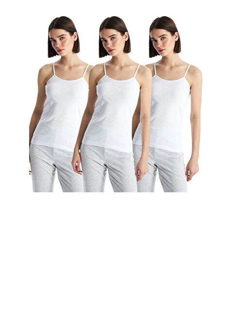 Güneş Beyaz 3'Lü Askılı Kadın Atlet - S000315984-21165