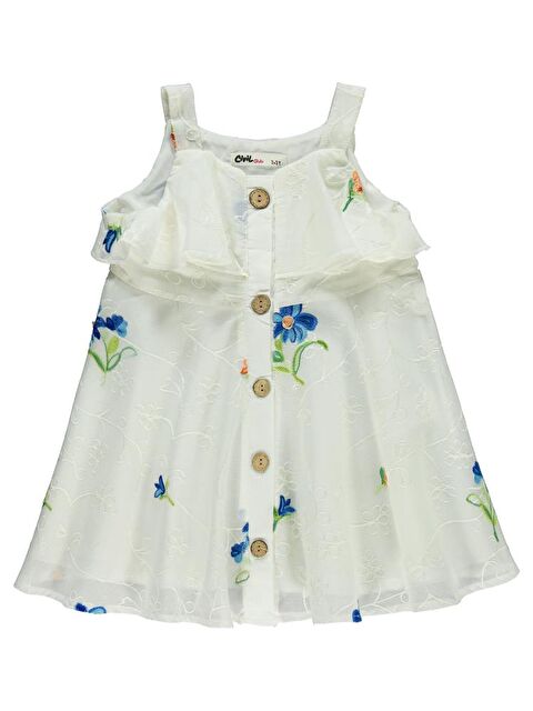 Civil Girls Çiçek Nakışlı 2-5 Yaş Elbise - Ekru 3-4 Yaş - S000381942-19965
