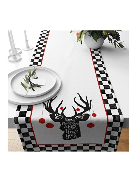 Evmila Yılbaşı Özel Köpek Desenli Runner 40x140 cm - S000085787-23173