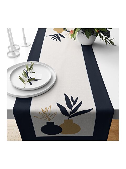 Evmila Vazo Desenli Kadife Runner 40x140 cm - S000085793-23173