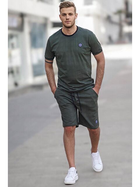 Madmext Haki Ekoseli Erkek Şort %100 Pamuk Takımı 4841 - S000031428-18547