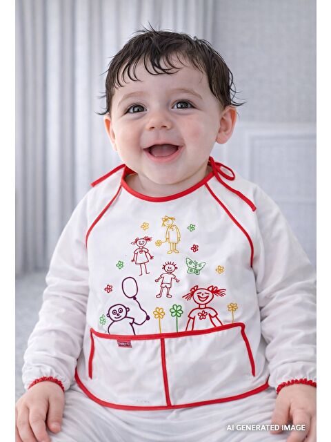 Babyjem Boyundan Bağlamalı Faaliyet Önlüğü Kırmızı - S000436760-20045