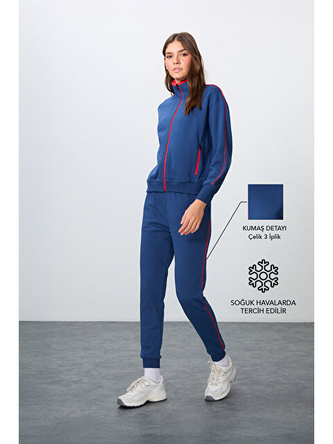 Tommylife Parlament Kompakt Pamuklu Kalın Pürüzsüz Dokulu Dik Yaka Oversize Fit Kadın Eşofman Takım - 95340 - S000332327-17234