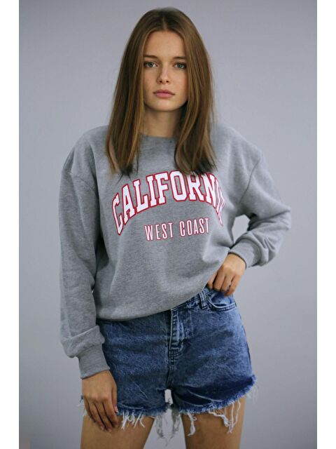 Madmext Gri Bisiklet Yaka Kadın Sweatshirt Mg789 - S000032502-20600