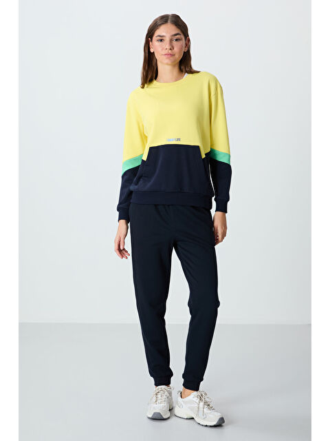 Tommylife Lacivert Kompakt Pamuklu Kalın Pürüzsüz Dokulu Standart Fit Kadın Eşofman Altı - 94660 - S000332334-21164