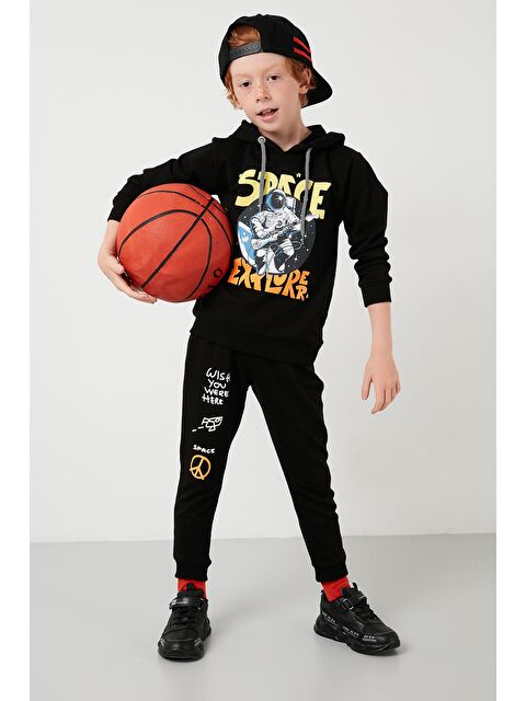 Lela Baskılı Kapüşonlu Cepli % 100 Pamuk Çocuk Unisex Çocuk Takım 5922017 - S000009028-19351