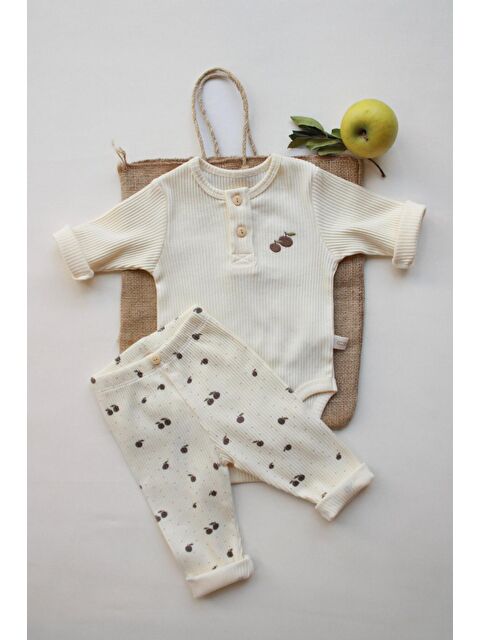 Oh La La Koala For Little Ones Elma Nakışlı Mona Serisi Uzun Kollu Body Tayt Set