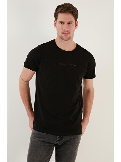 Buratti Yazı Baskılı Bisiklet Yaka %100 Pamuk Slim Fit Tişört 541WIND - S000001202-19351