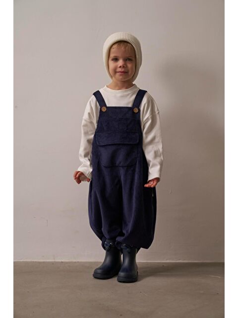 Oh La La Koala For Little Ones Lacivert Childhood Velvet Çocuk Salopet Tulum