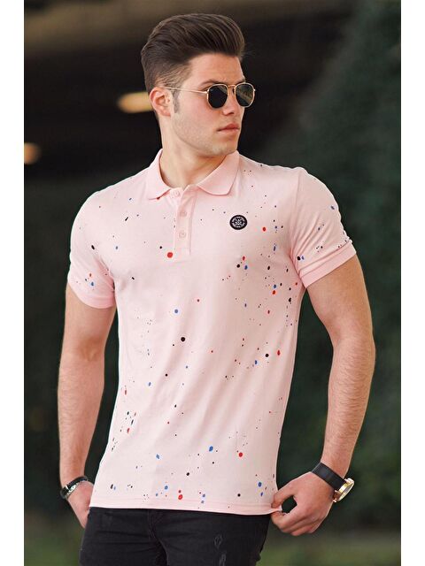 Madmext Pudra Püskürtme Baskı Polo Yaka %100 Pamuk Tişört 4583 - S000061195-23490