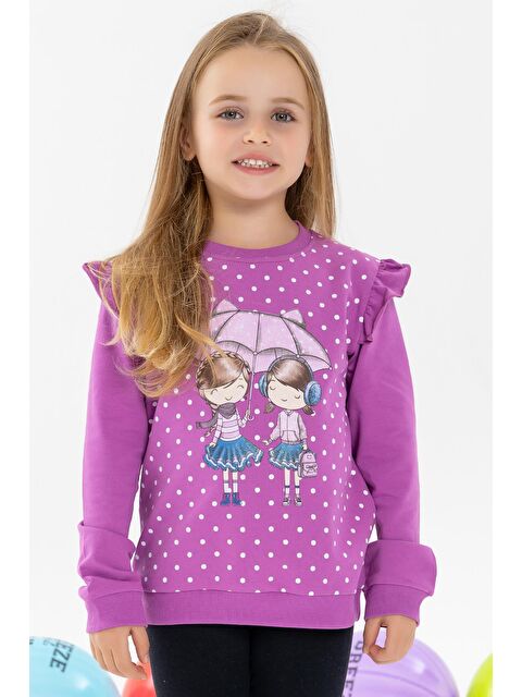 Breeze Kız Bebek Sweatshirt Dostluk Temalı Eflatun (2 Yaş) - S000070624-37492