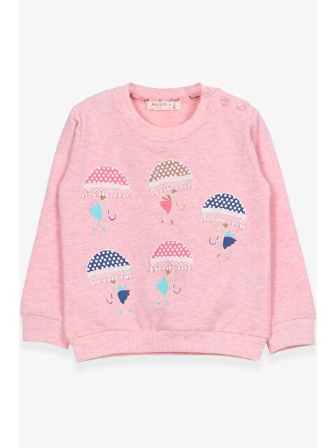 Breeze Kız Çocuk Sweatshirt Şemsiyeli Kız Baskılı Somon Melanj (1.5-5 Yaş) - S000070625-23047