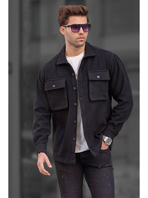 Madmext Siyah Oversize %100 Pamuk Erkek Oduncu Gömlek 6709 - S000065204-19351