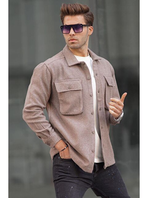Madmext Kahverengi Oversize %100 Pamuk Erkek Oduncu Gömlek 6709 - S000065204-19413