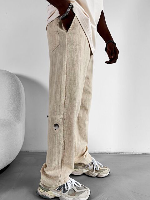 Abluka Online Boyfriend Kalıp Erkek %100 Pamuk Pantolon Bej - S000036823-19928