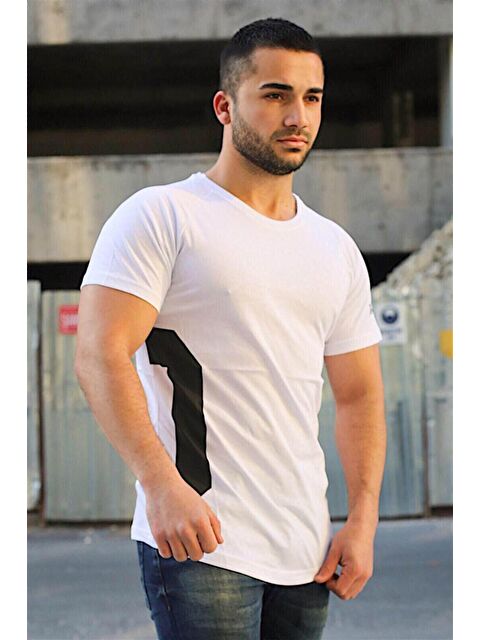 Madmext Reglan Kol Beyaz Tişört 4102