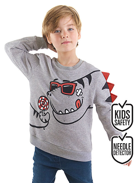 Denokids Şekerci Dinozor Erkek Çocuk Gri Sweatshirt - S000009480-20600