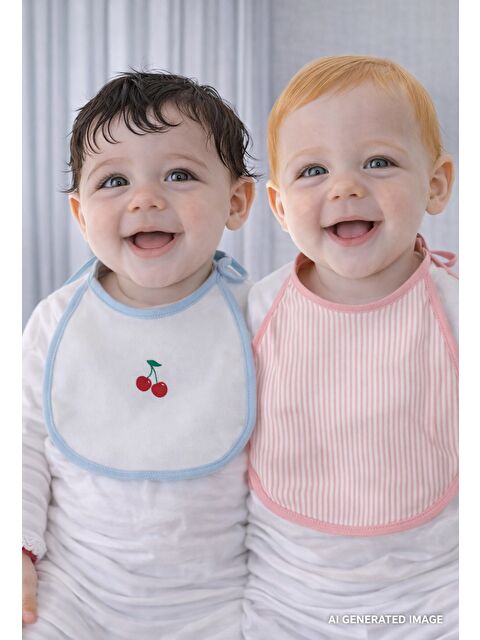 Panço Kız Çocuk Baskılı %100 Pamuk 2'li Önlük Beyaz - S000449294-20063