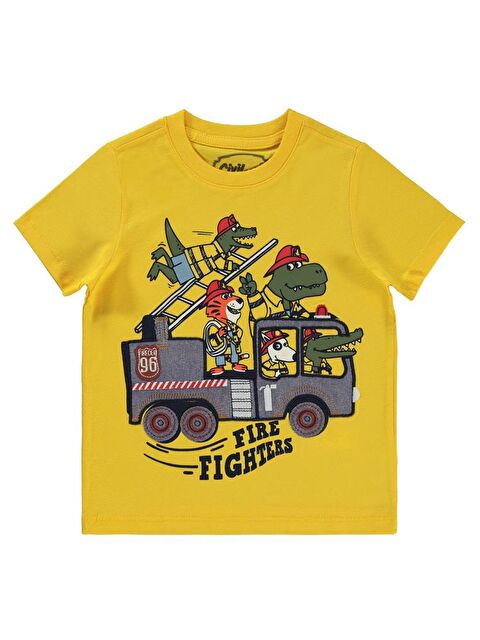 Civil Boys İtfaiyeci Dinolar Baskılı 2-5 Yaş Tişört - S000369288-20072