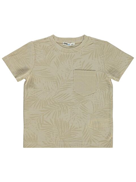 Civil Boys Kendinden Palmiye Desenli Cepli 2-5 Yaş Tişört - S000368135-19928