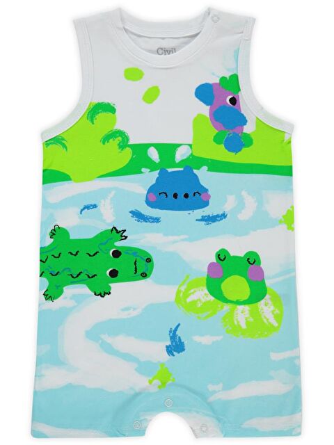 Civil Baby Sulu Boya Hayvanlar Baskılı 6-18 Ay Tulum - S000395620-20063