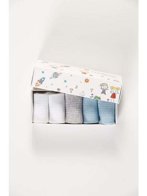 FORWENA Baby Socks 5'li Kutulu Bebek Renkli Pamuklu Lastiksiz Dikişsiz Soket Çorap - S000343733-23173
